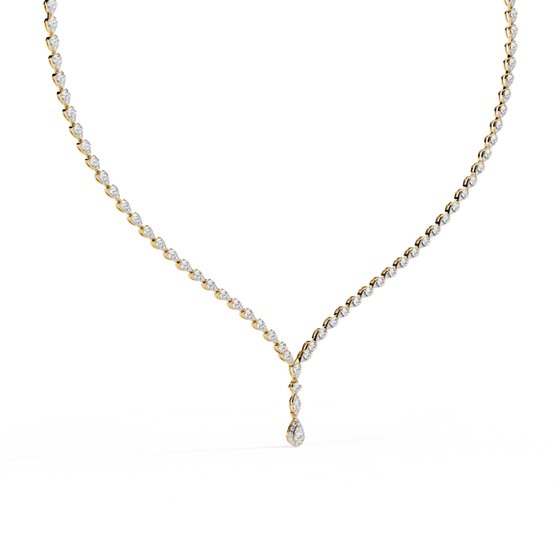 Teardrop Pendant Lab Diamond Necklace – Tennis Style Chain