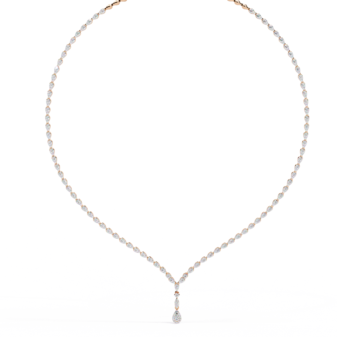 Teardrop Pendant Lab Diamond Necklace – Tennis Style Chain
