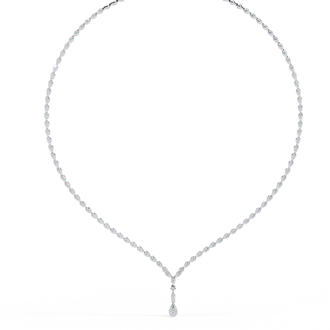 Teardrop Pendant Lab Diamond Necklace – Tennis Style Chain