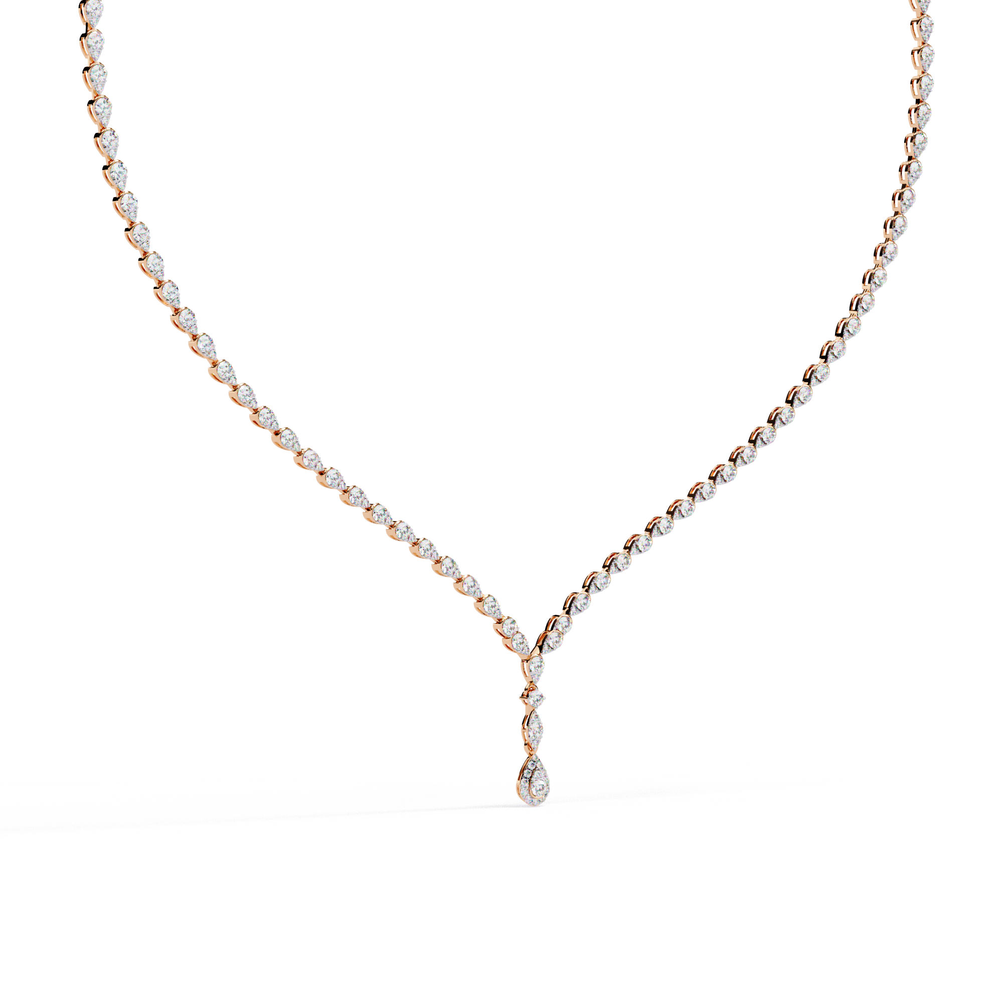 Teardrop Pendant Lab Diamond Necklace – Tennis Style Chain