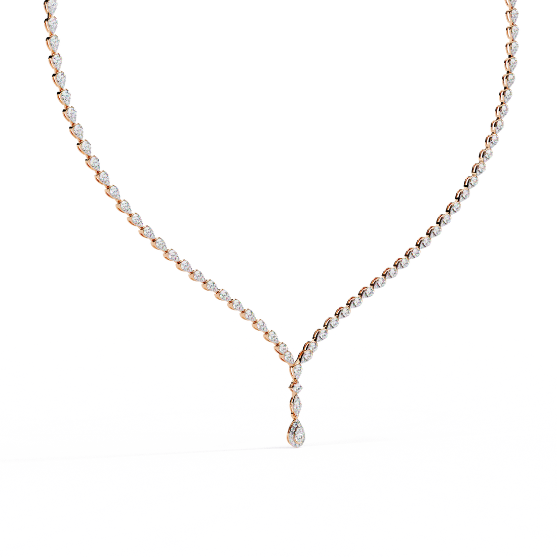 Teardrop Pendant Lab Diamond Necklace – Tennis Style Chain