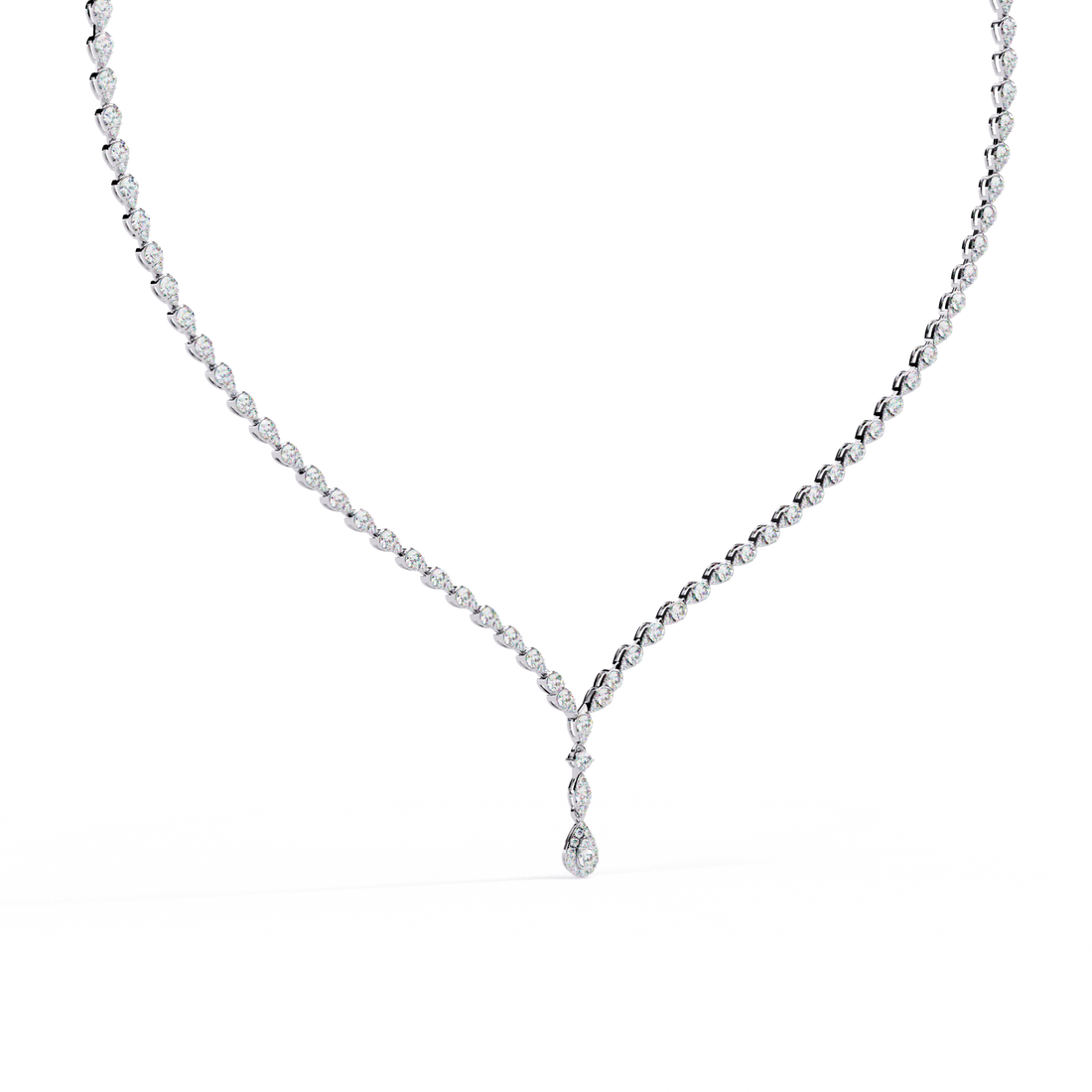 Teardrop Pendant Lab Diamond Necklace – Tennis Style Chain