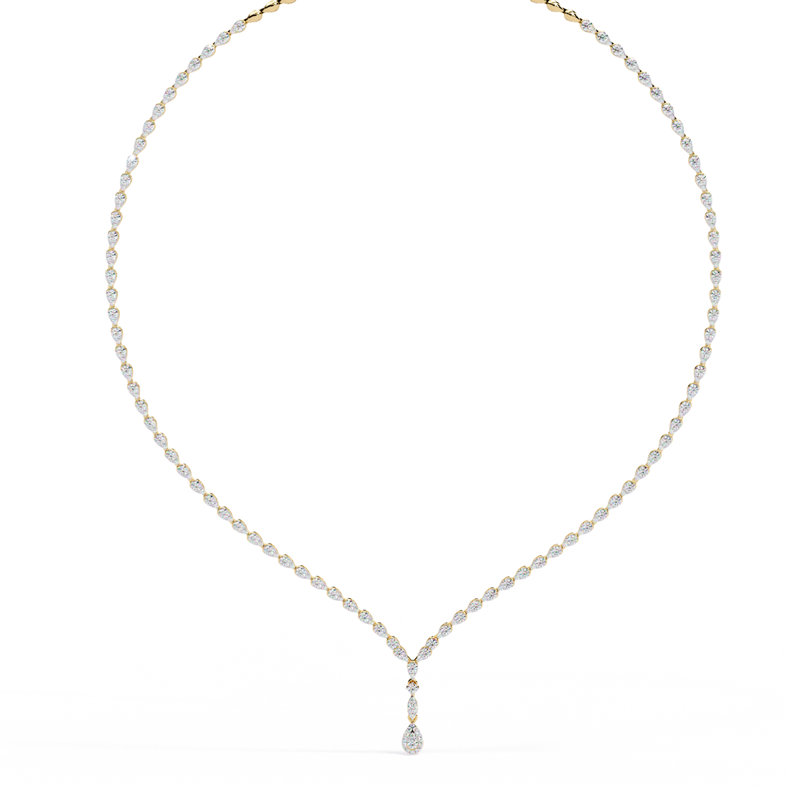 Teardrop Pendant Lab Diamond Necklace – Tennis Style Chain