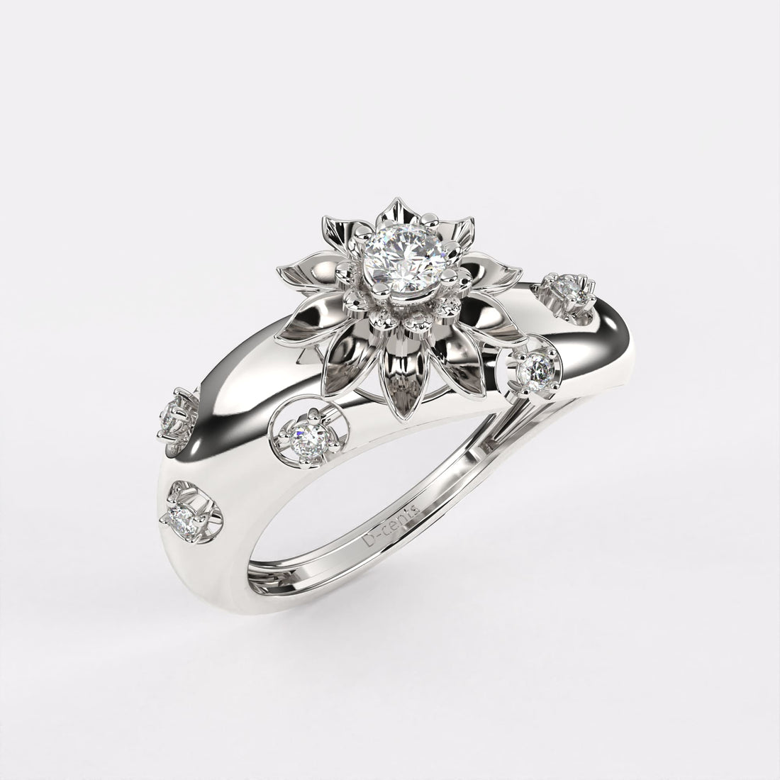 The Glorious Floral Diamond Ring in 925 Silver