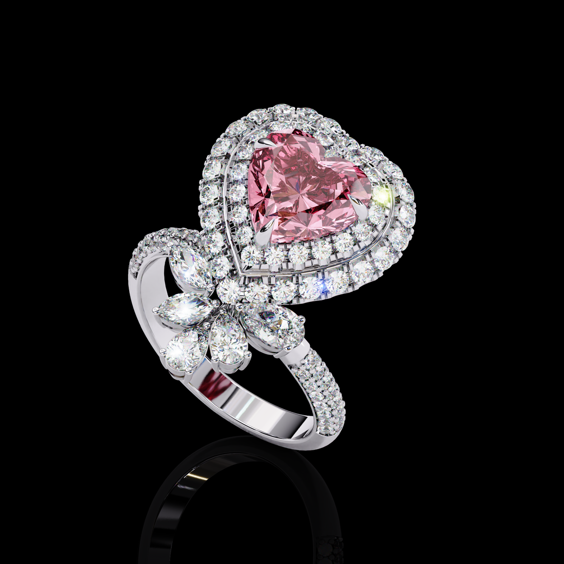 Treasured Pink Heart Diamond Ring15