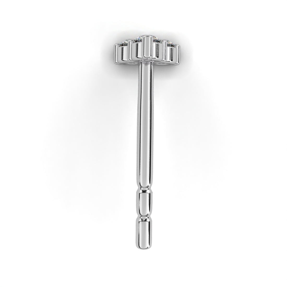 Tri Diamond Stud Earrings In 925 Silver