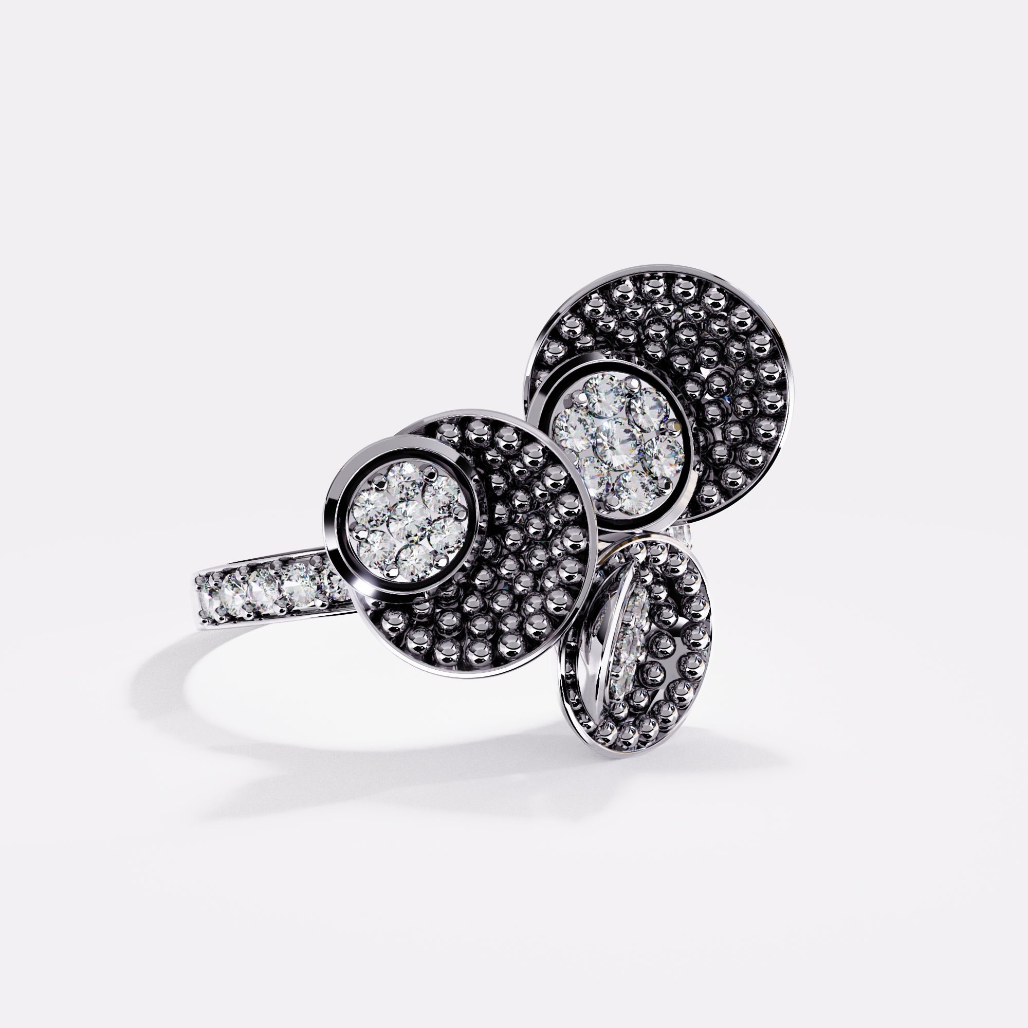 Trio Inter Diamond Ring in 925 Silver
