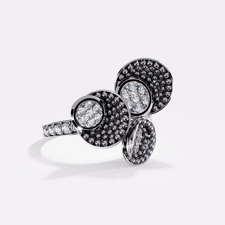 Trio Inter Diamond Ring in 925 Silver
