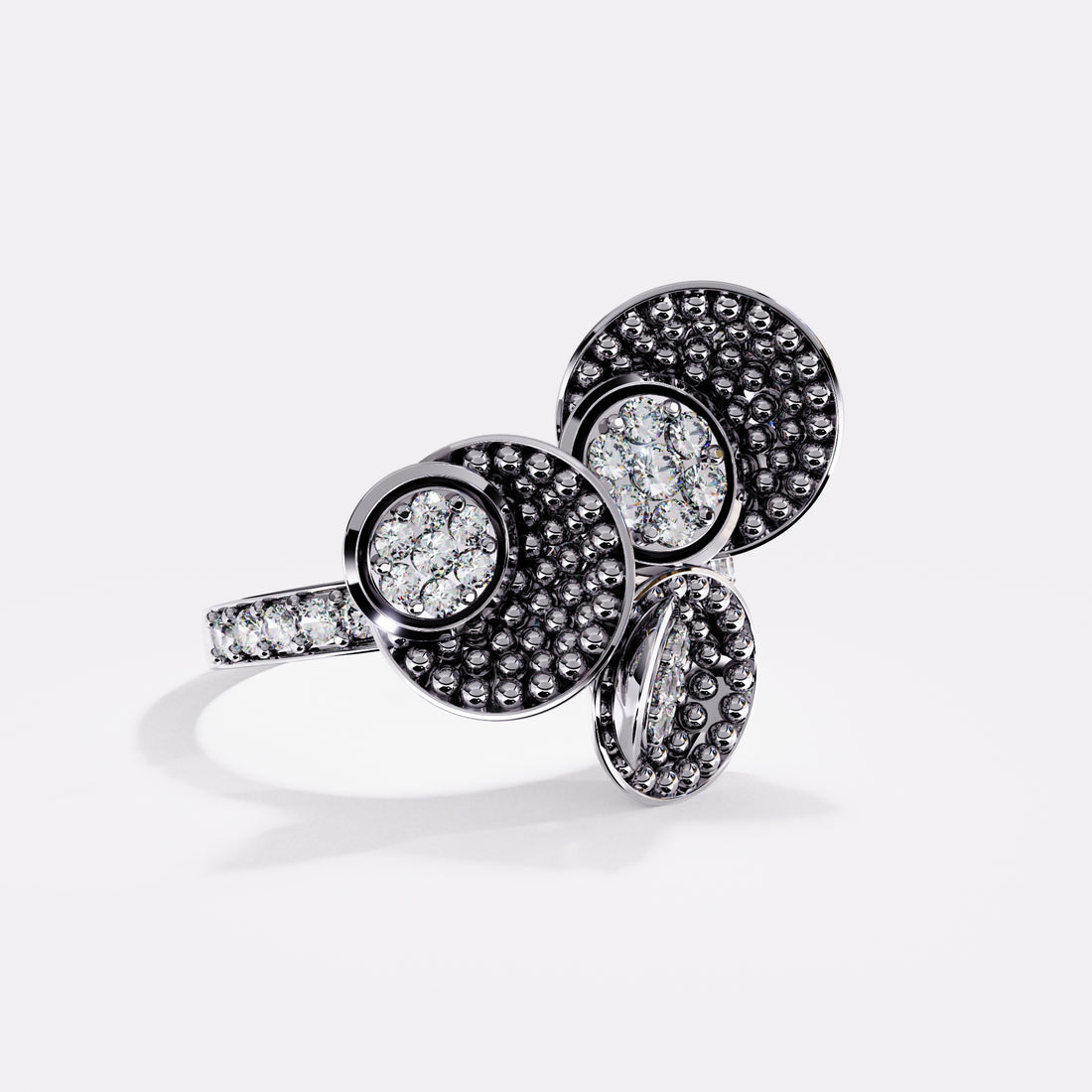 Trio Inter Diamond Ring in 925 Silver
