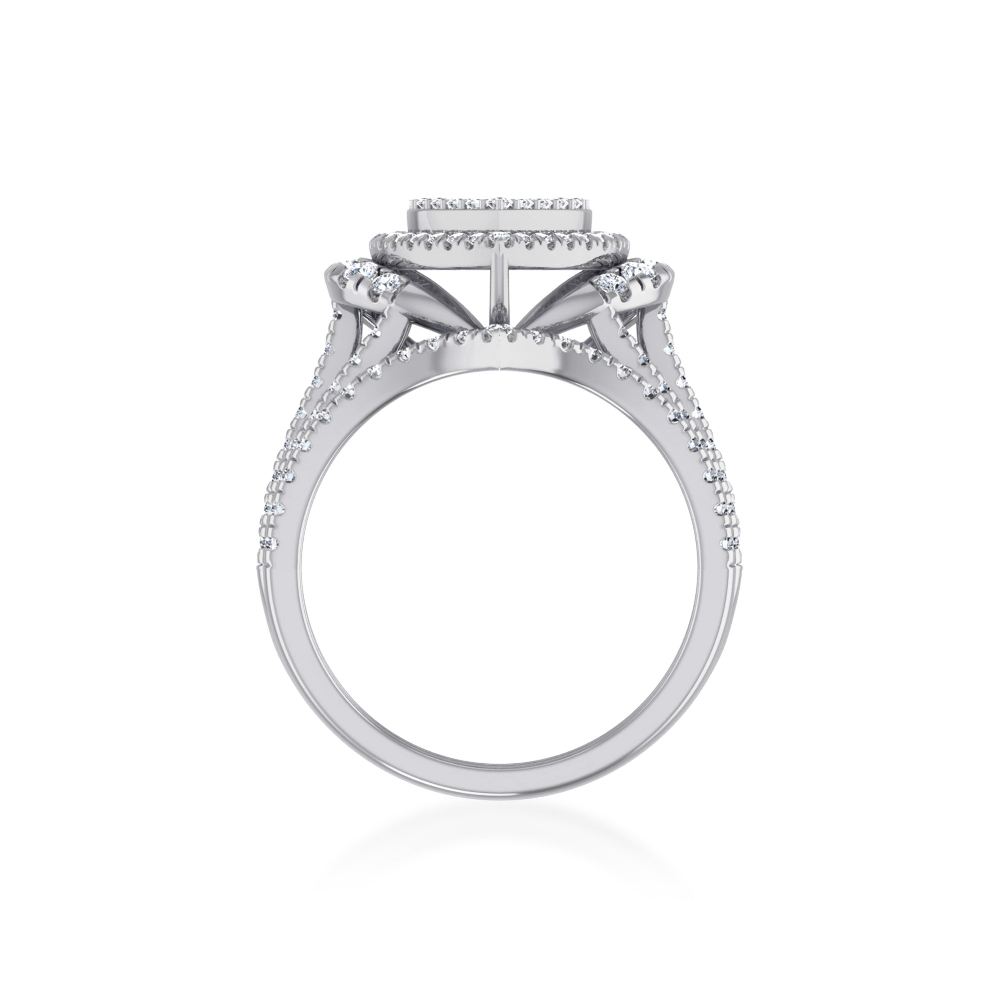 Triple Row Heart Lab Diamond Halo Ring9