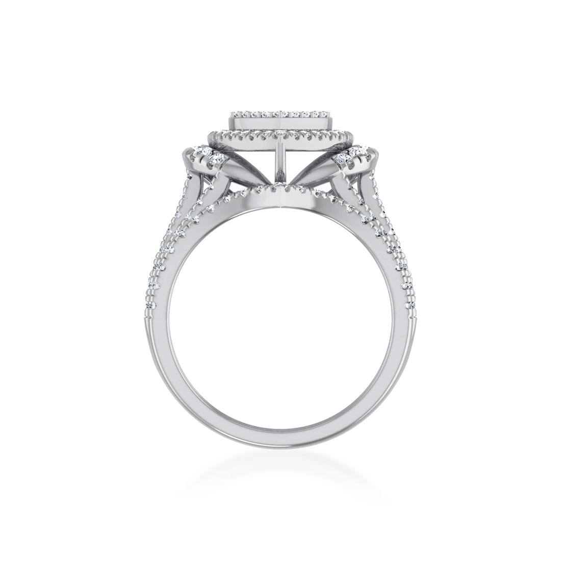 Triple Row Heart Lab Diamond Halo Ring9