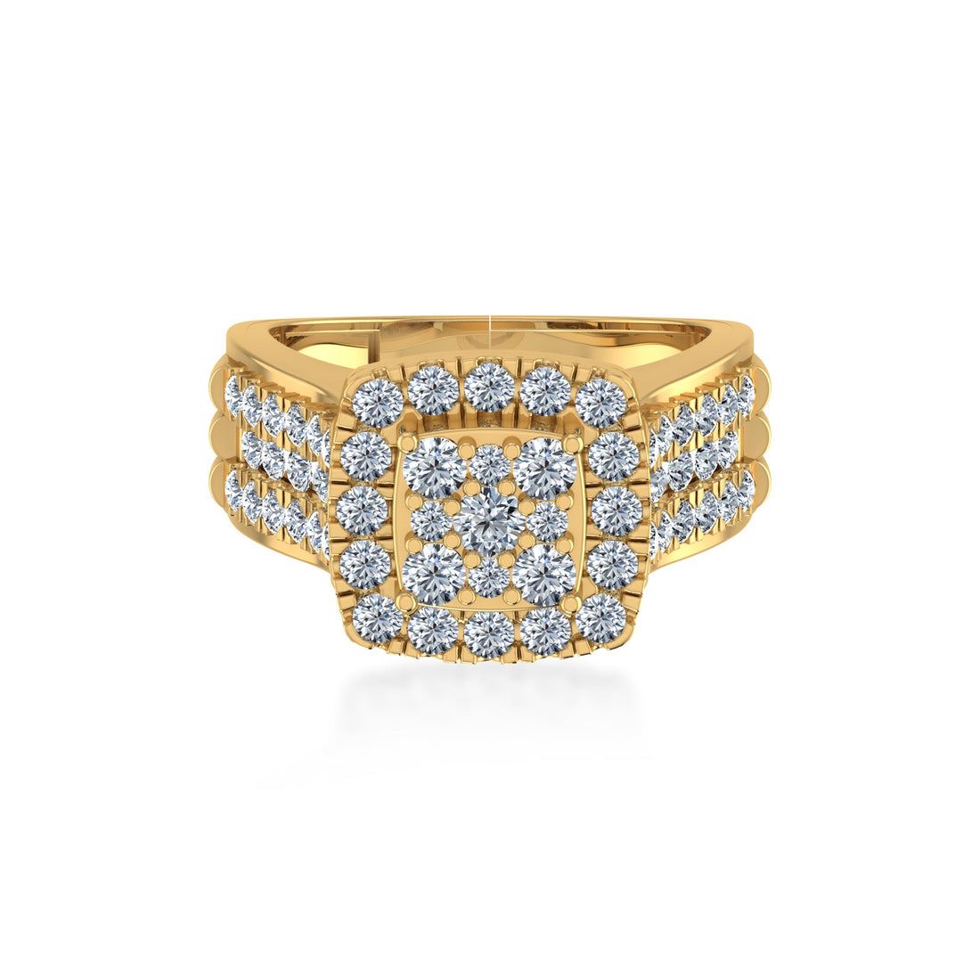 Triple Row Lab-Grown Diamond Square Halo Ring