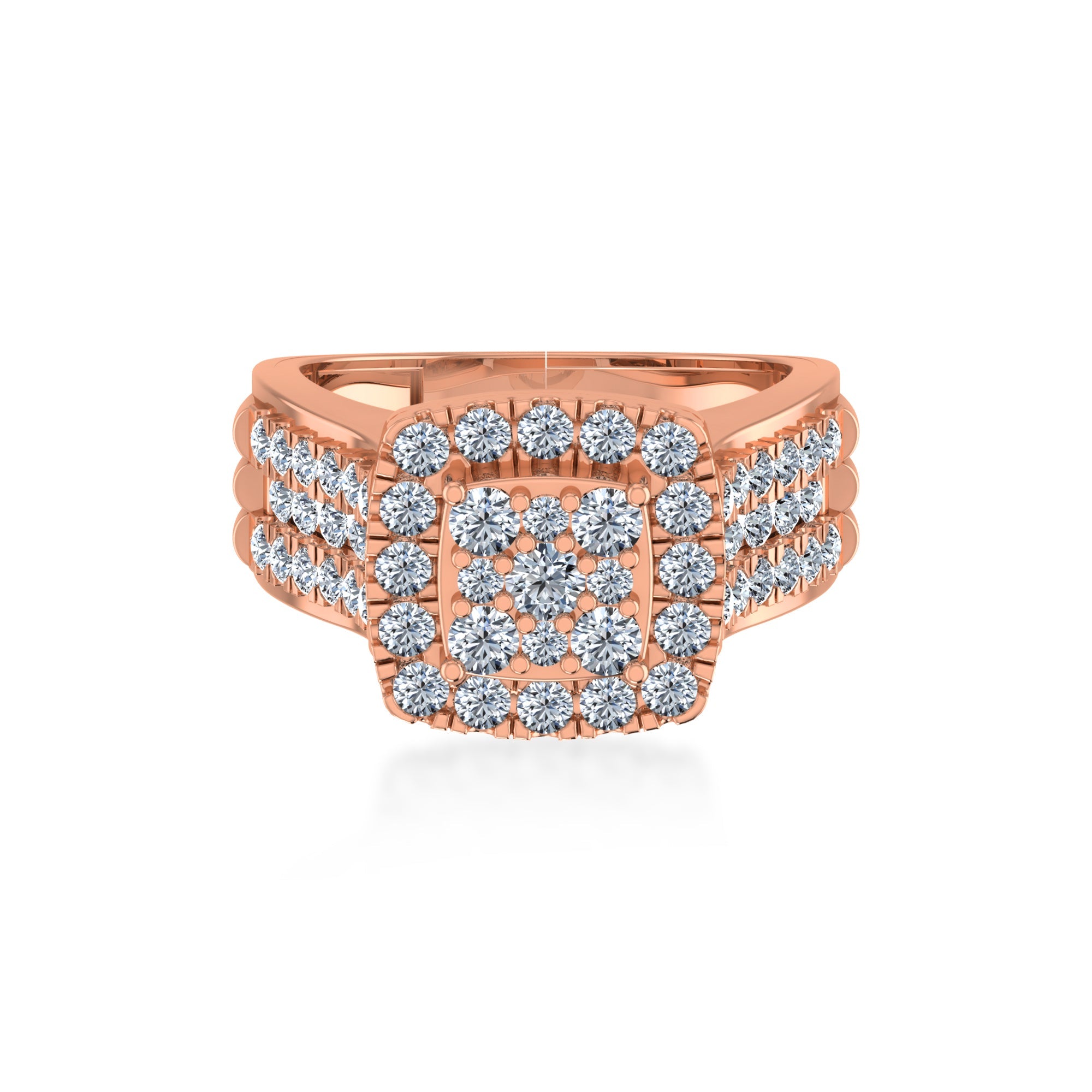 Triple Row Lab-Grown Diamond Square Halo Ring4