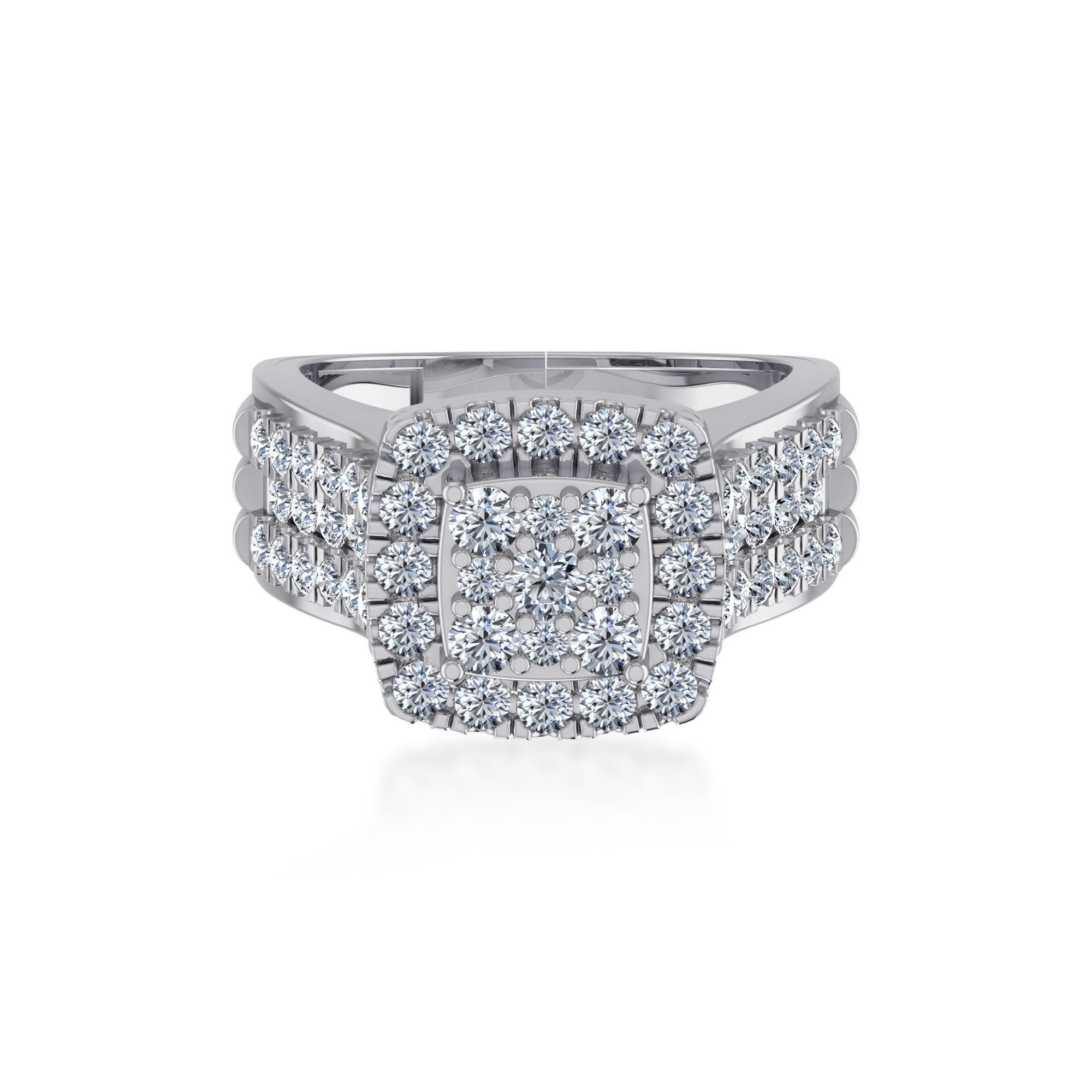 Triple Row Lab-Grown Diamond Square Halo Ring7