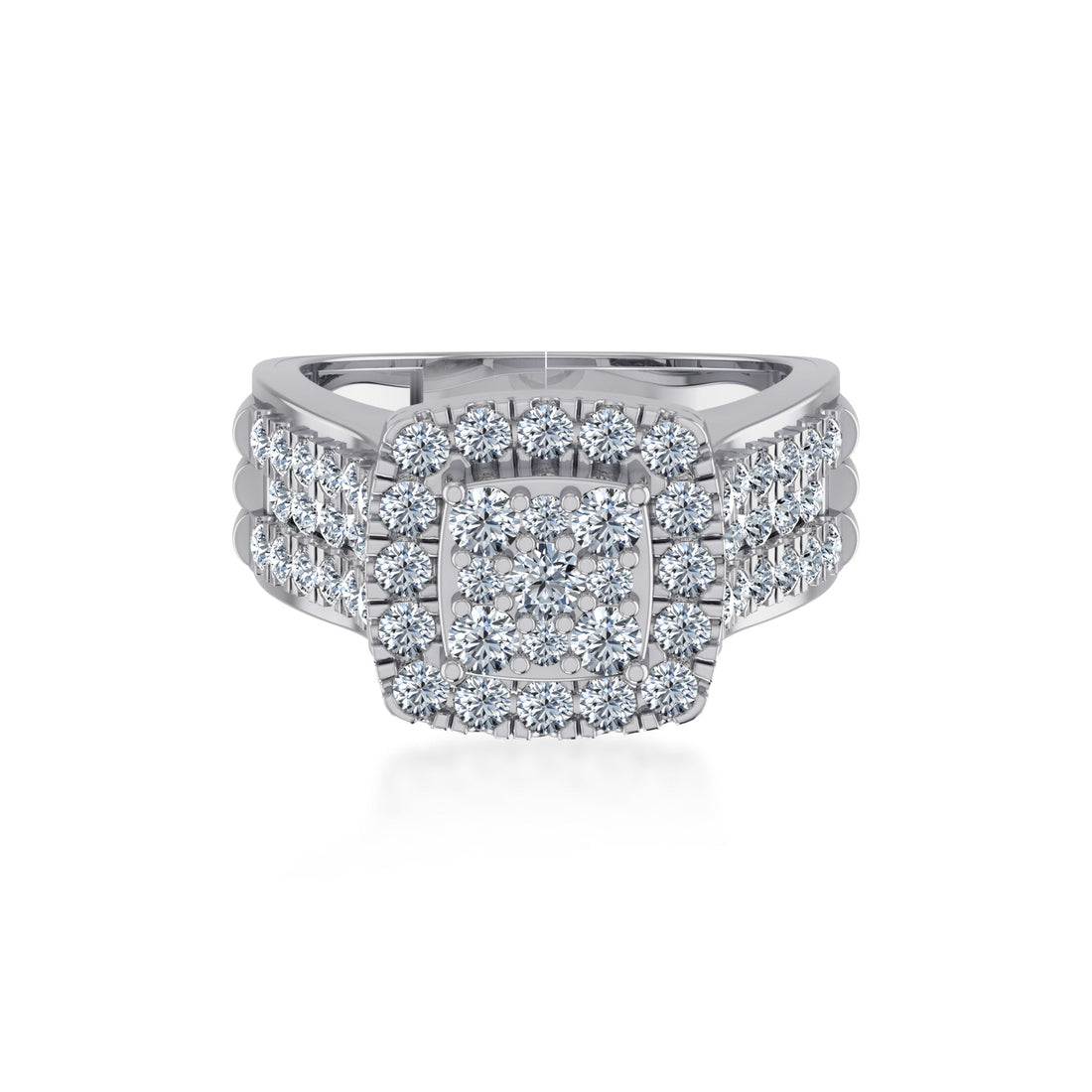 Triple Row Lab-Grown Diamond Square Halo Ring7