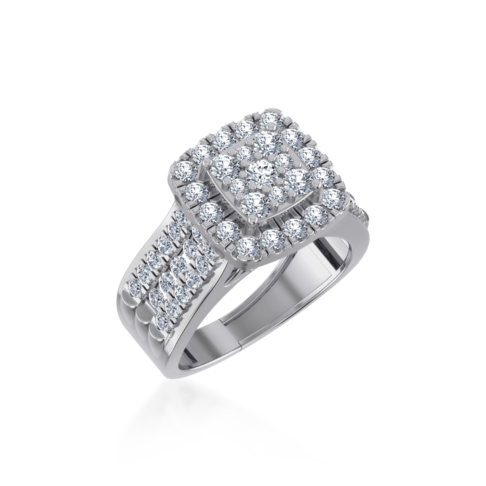 Triple Row Lab-Grown Diamond Square Halo Ring8