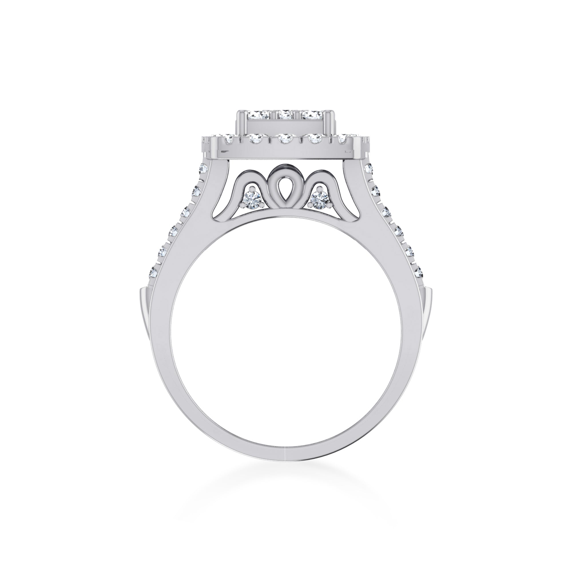 Triple Row Lab-Grown Diamond Square Halo Ring9