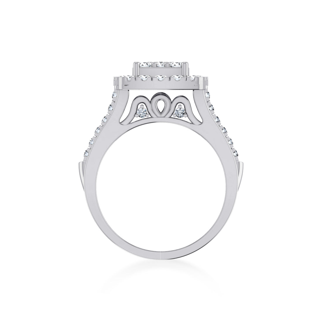 Triple Row Lab-Grown Diamond Square Halo Ring9