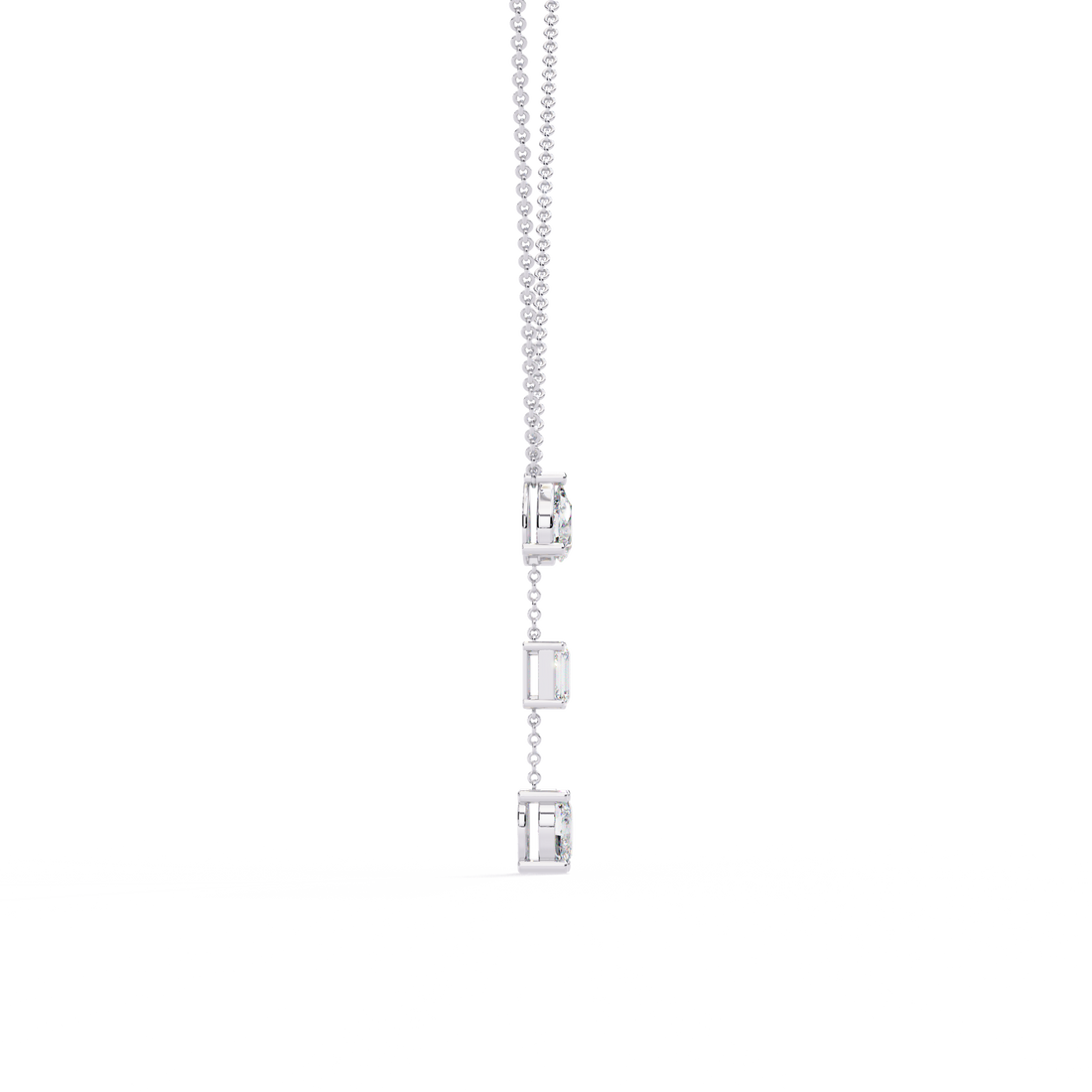 Triple Shape Lab Grown Diamond Drop Necklace – Pear, Emerald & Oval Cuts