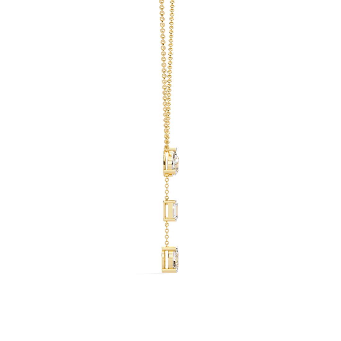 Triple Shape Lab Grown Diamond Drop Necklace – Pear, Emerald & Oval Cuts