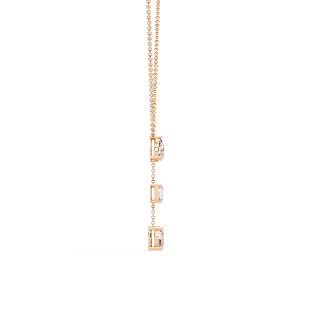 Triple Shape Lab Grown Diamond Drop Necklace – Pear, Emerald & Oval Cuts
