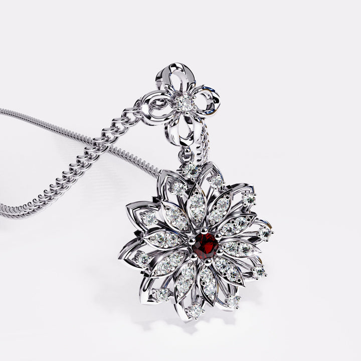 Twilight Bloom Diamond Pendant in 925 Silver