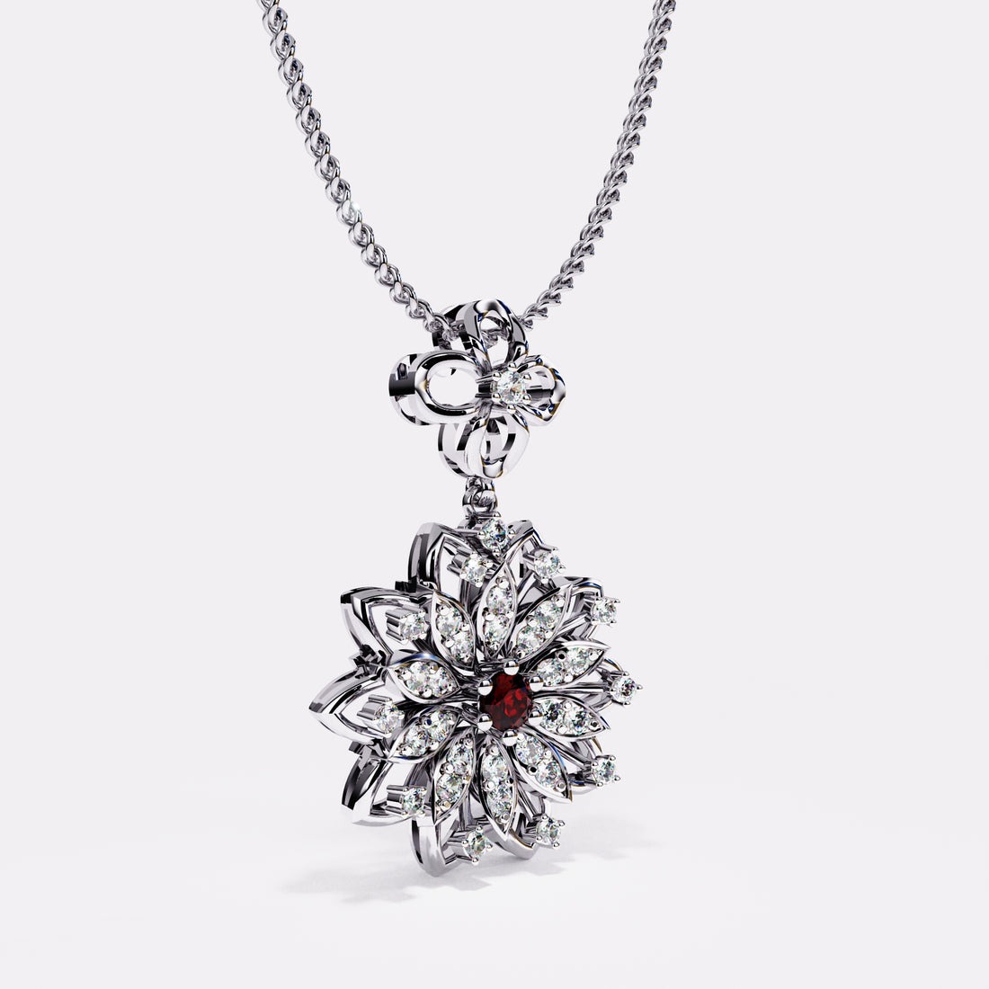 Twilight Bloom Diamond Pendant in 925 Silver