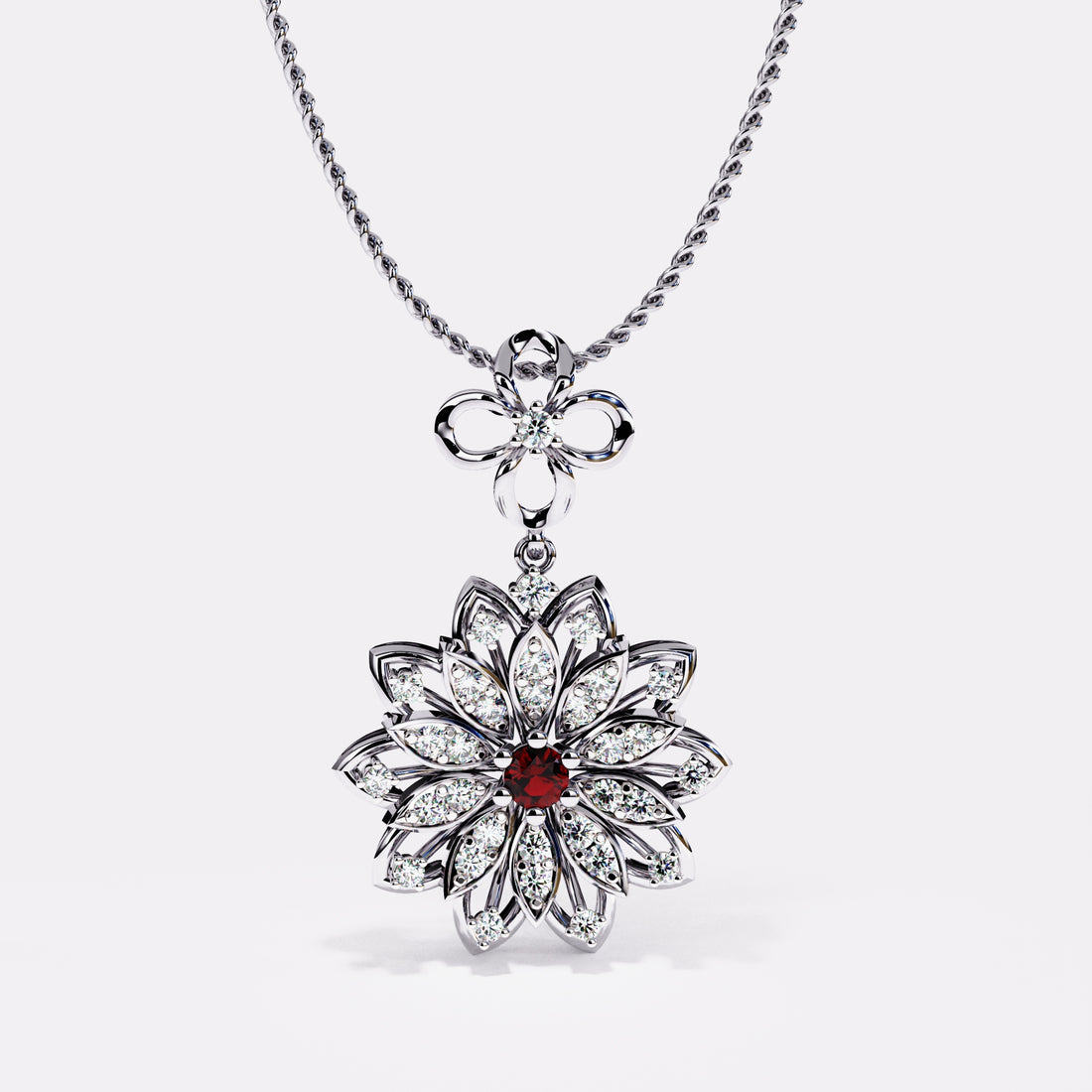 Twilight Bloom Diamond Pendant in 925 Silver