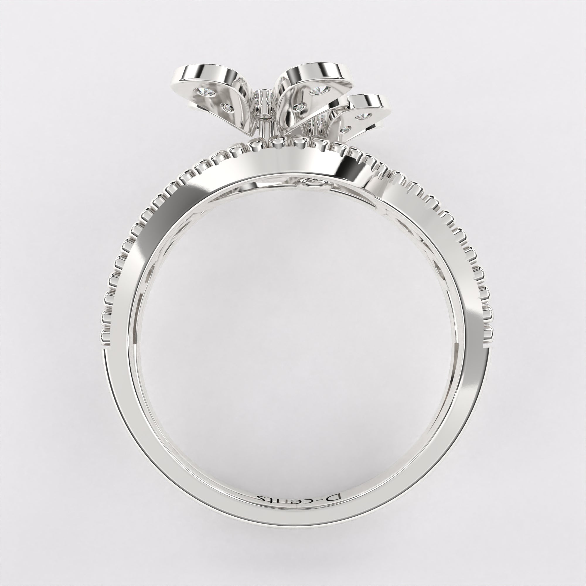 Twin Floret Diamond ring 925 Silver