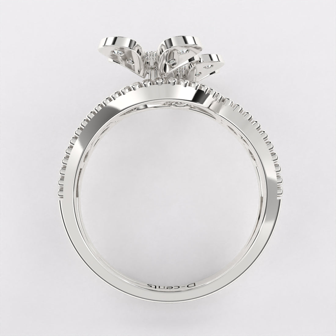 Twin Floret Diamond ring 925 Silver