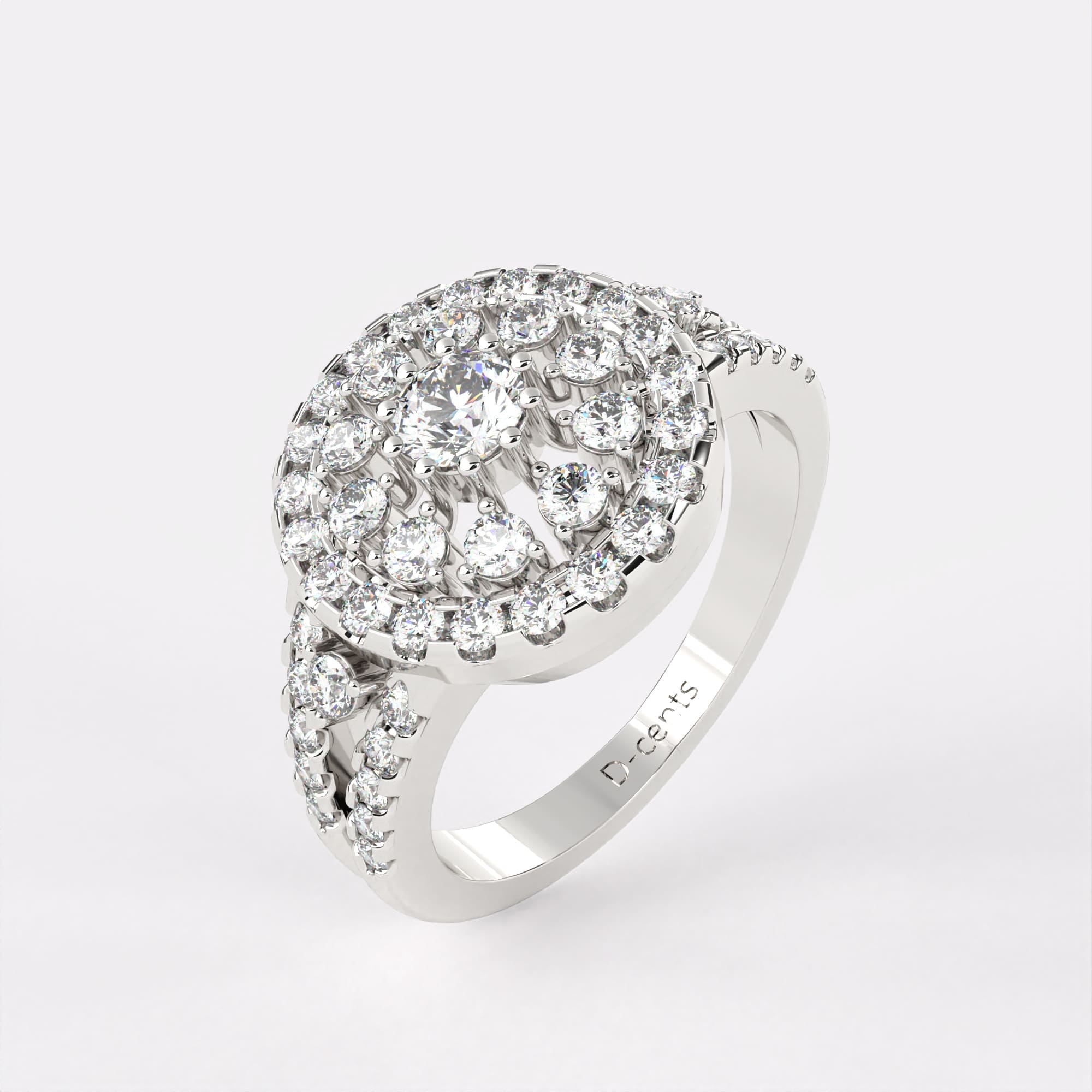 Twinkling Circle Diamond Ring 925 Silver