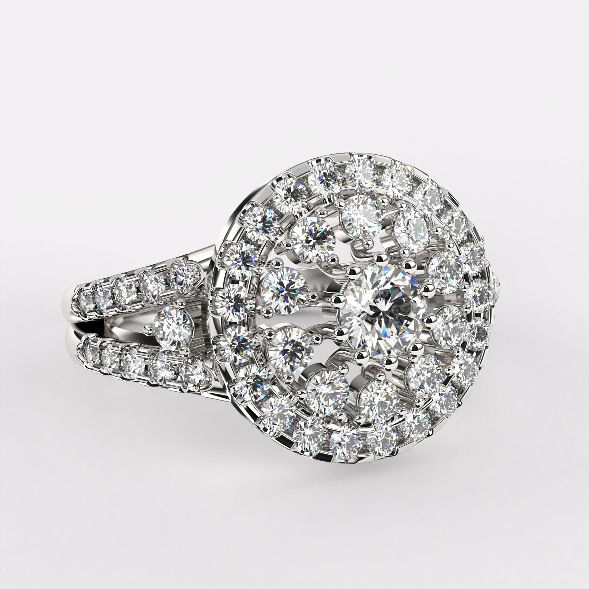 Twinkling Circle Diamond Ring 925 Silver