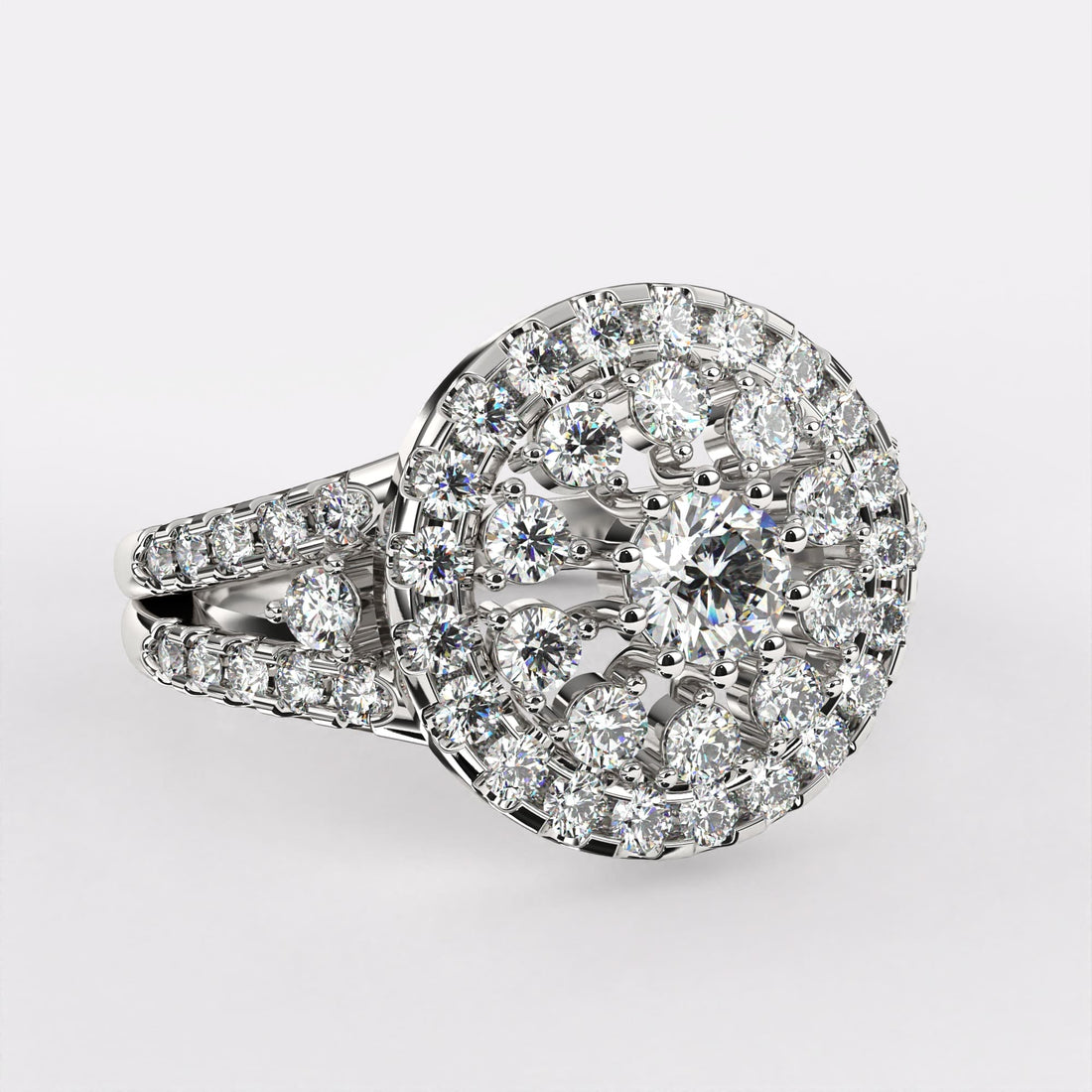 Twinkling Circle Diamond Ring 925 Silver