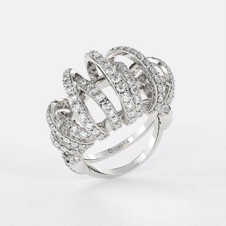 Twinkling Criss-cross Diamond Ring 925 Silver