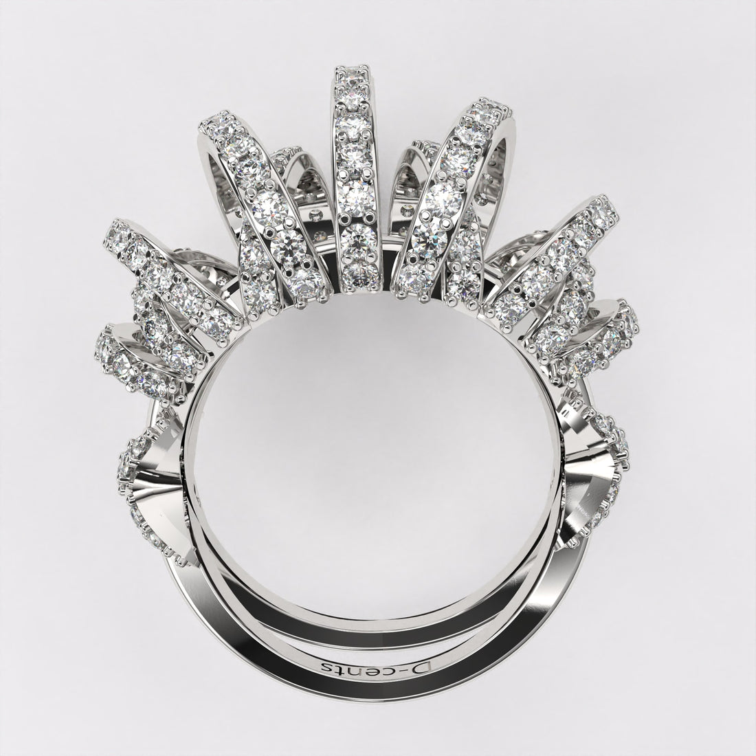 Twinkling Criss-cross Diamond Ring 925 Silver