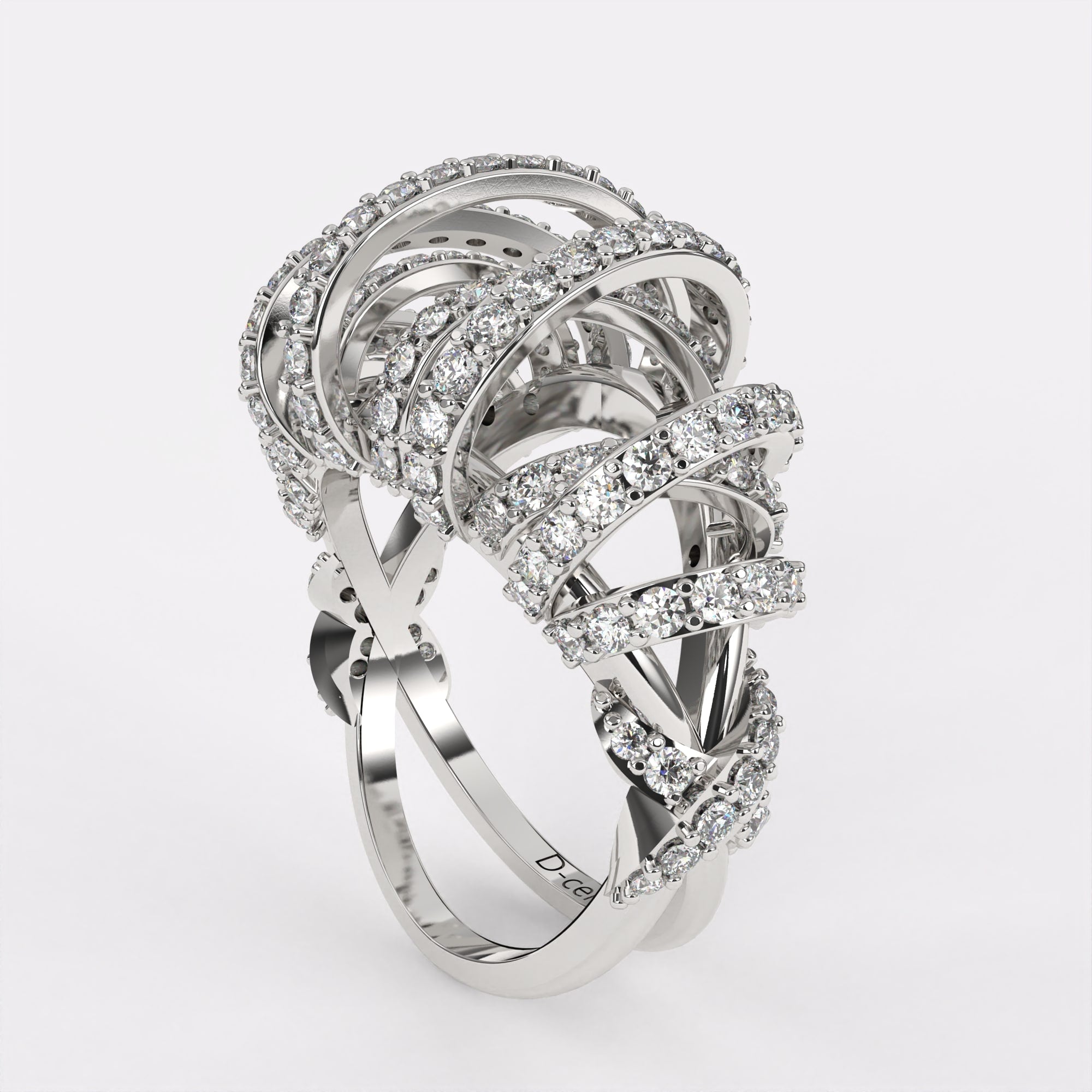 Twinkling Criss-cross Diamond Ring 925 Silver
