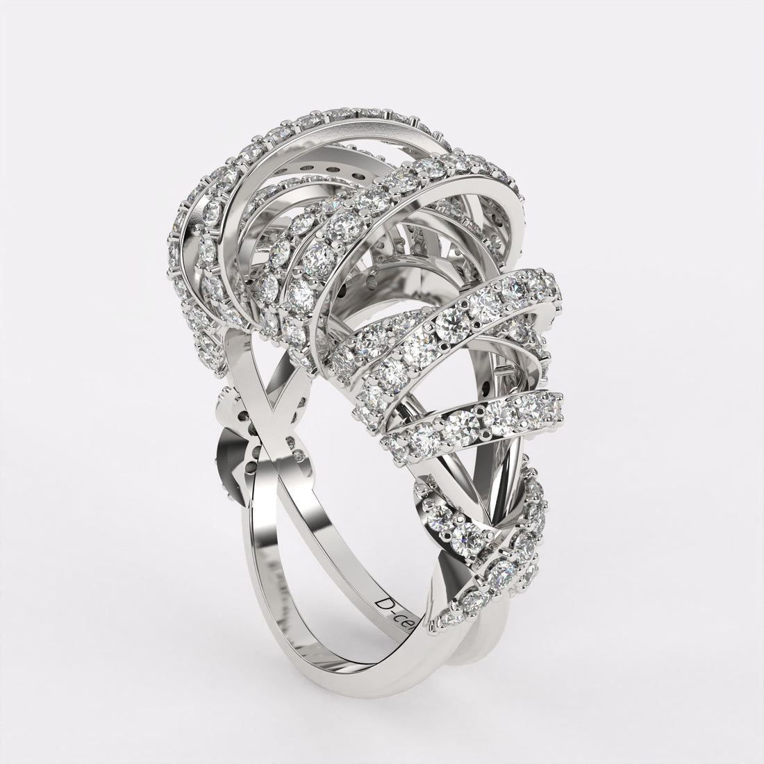 Twinkling Criss-cross Diamond Ring 925 Silver