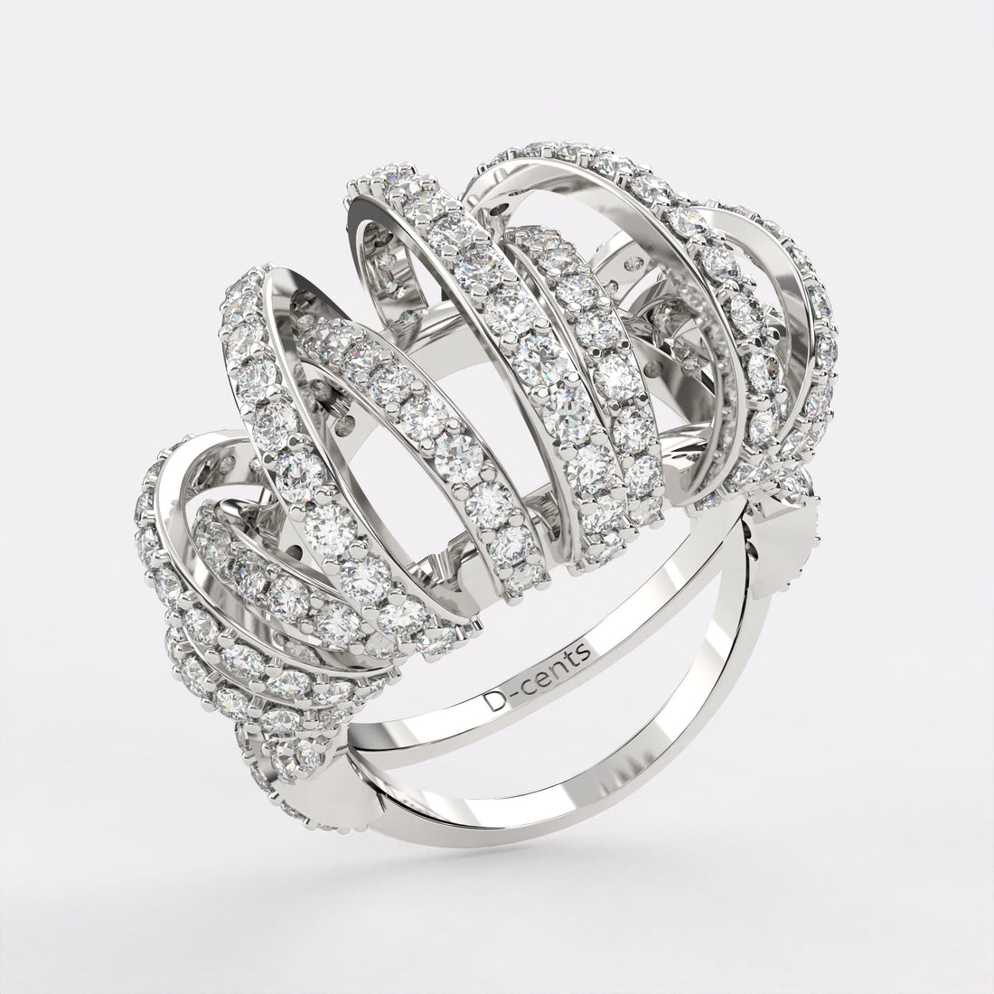 Twinkling Criss-cross Diamond Ring 925 Silver