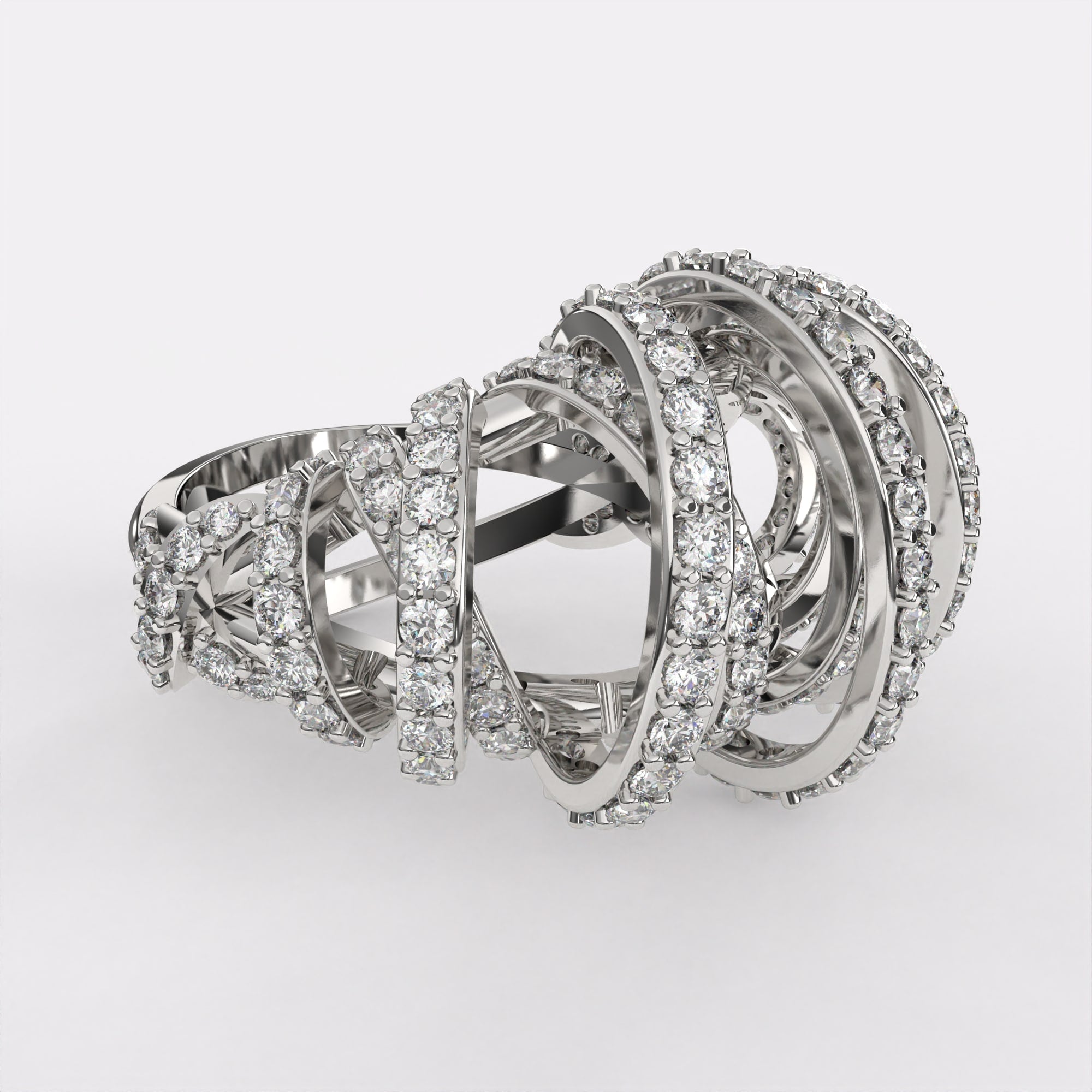 Twinkling Criss-cross Diamond Ring 925 Silver