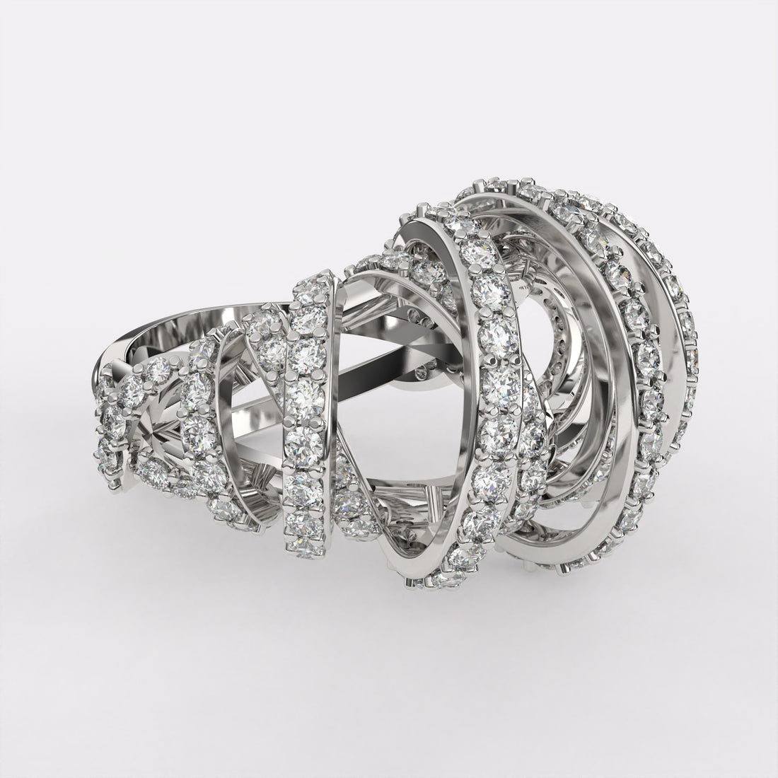 Twinkling Criss-cross Diamond Ring 925 Silver