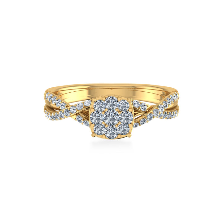 Twist Shank Cushion Cluster Lab-Grown Diamond Ring