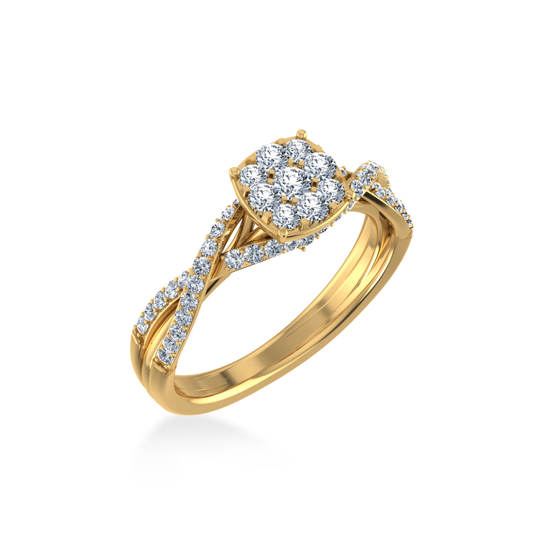 Twist Shank Cushion Cluster Lab-Grown Diamond Ring 2