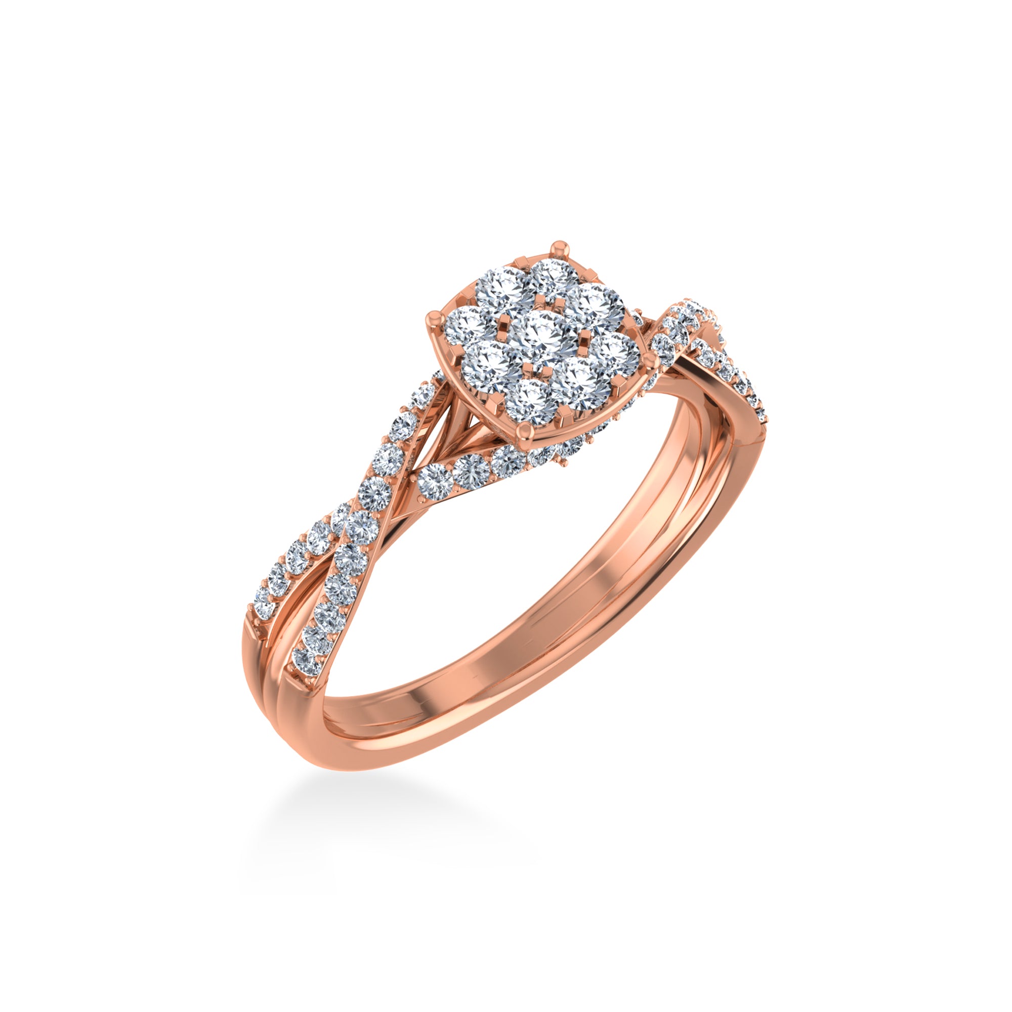 Twist Shank Cushion Cluster Lab-Grown Diamond Ring 5