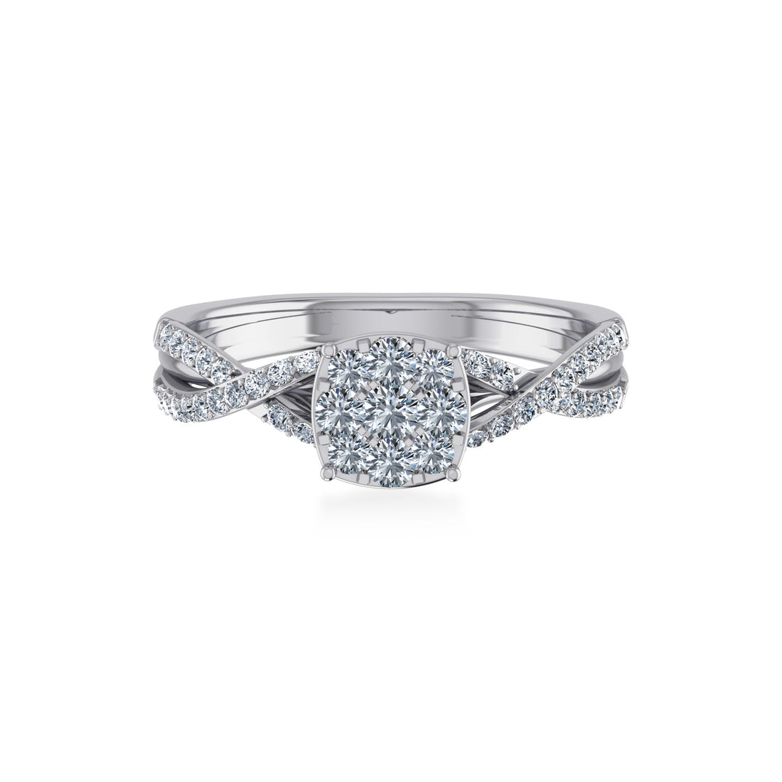Twist Shank Cushion Cluster Lab-Grown Diamond Ring 7
