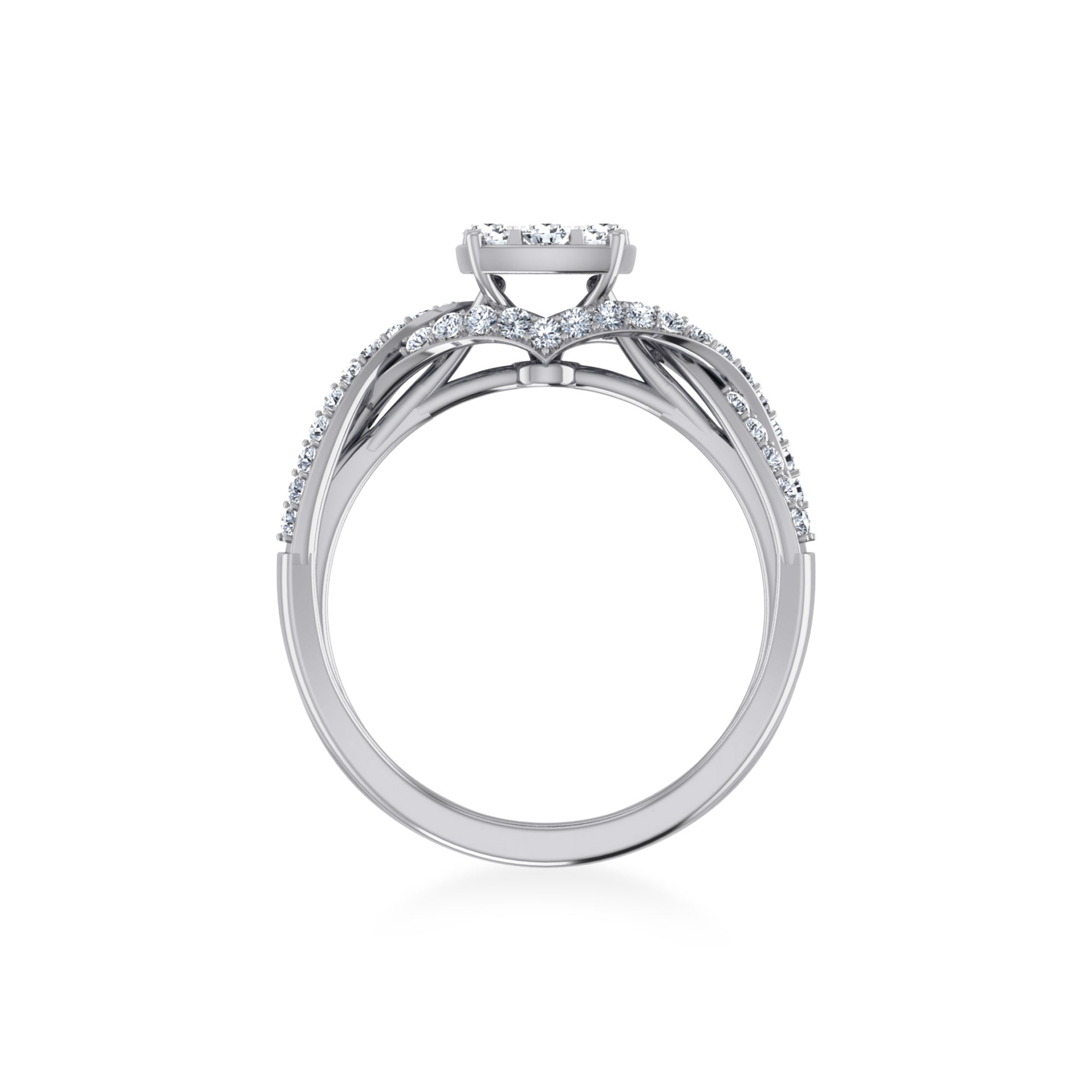 Twist Shank Cushion Cluster Lab-Grown Diamond Ring 9