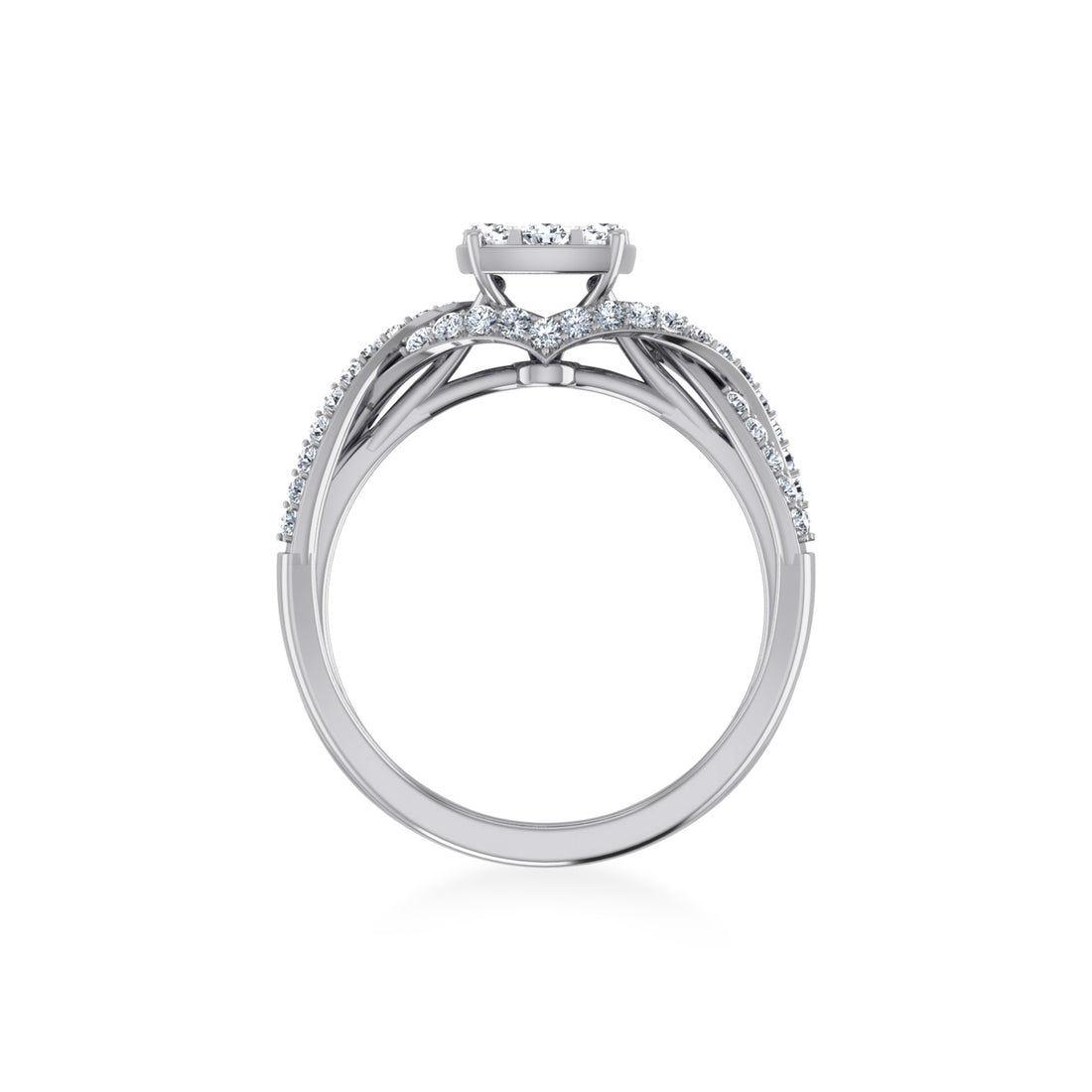 Twist Shank Cushion Cluster Lab-Grown Diamond Ring 9