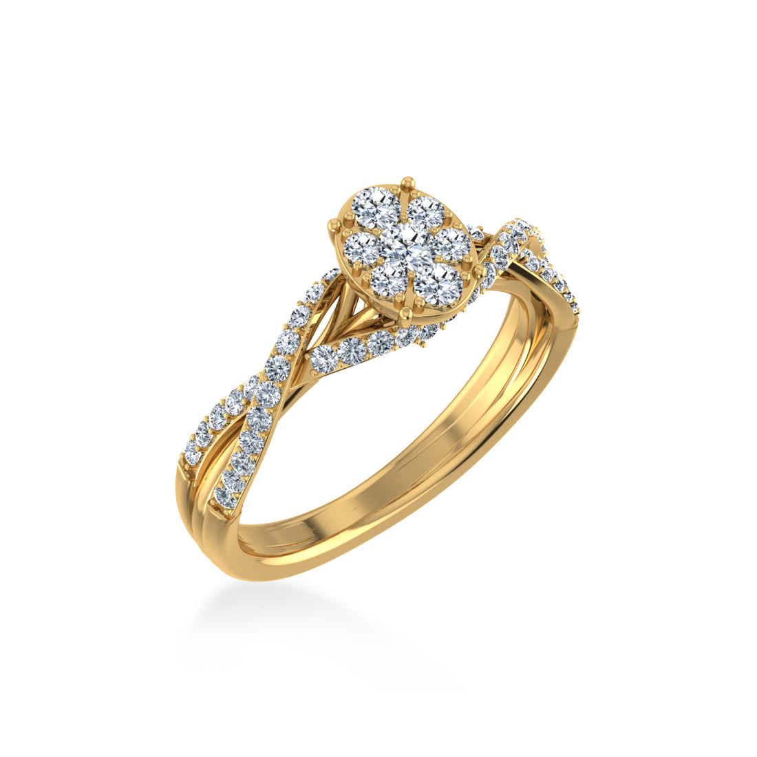 Twisted Band Floral Cluster Lab-Grown Diamond Ring 2