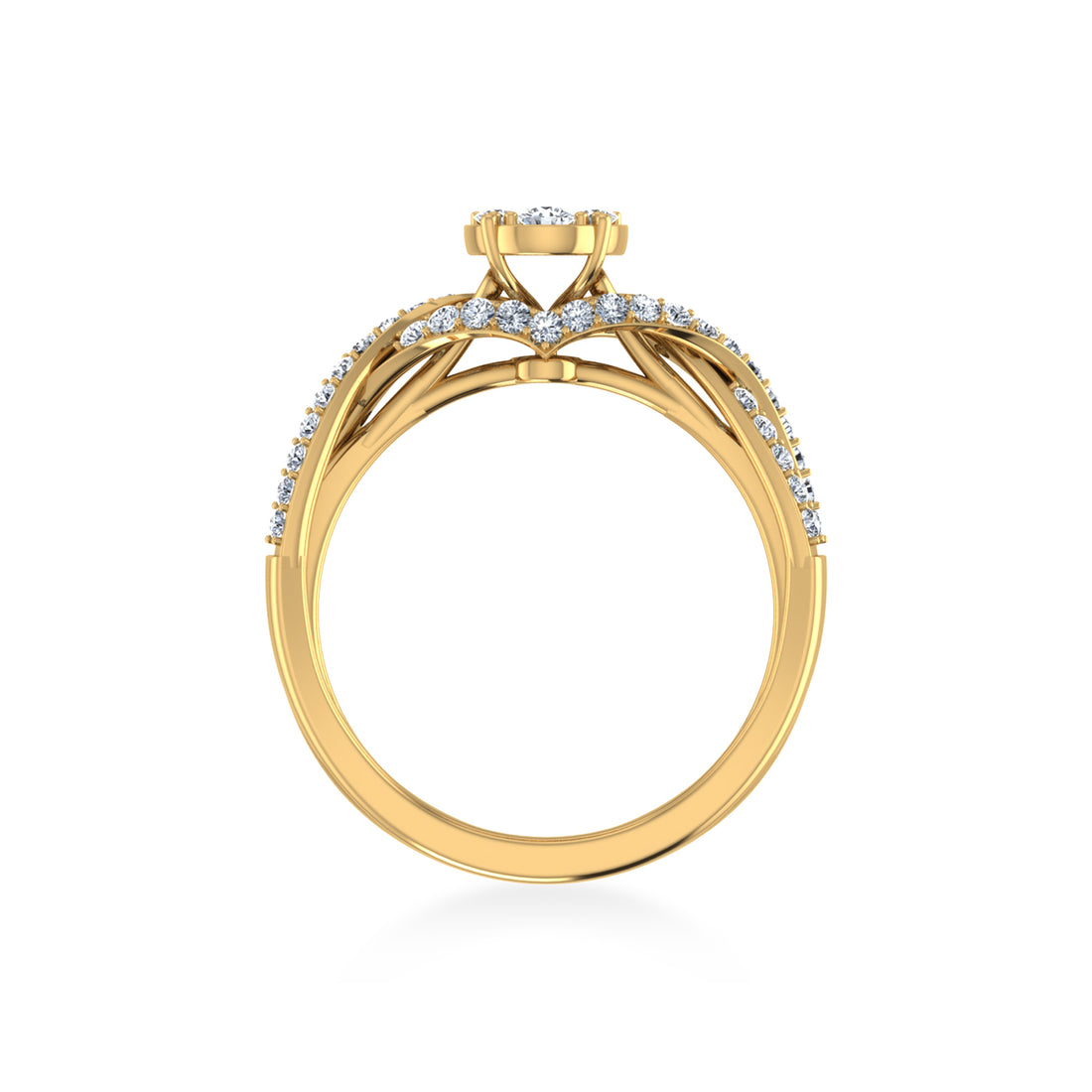 Twisted Band Floral Cluster Lab-Grown Diamond Ring 3