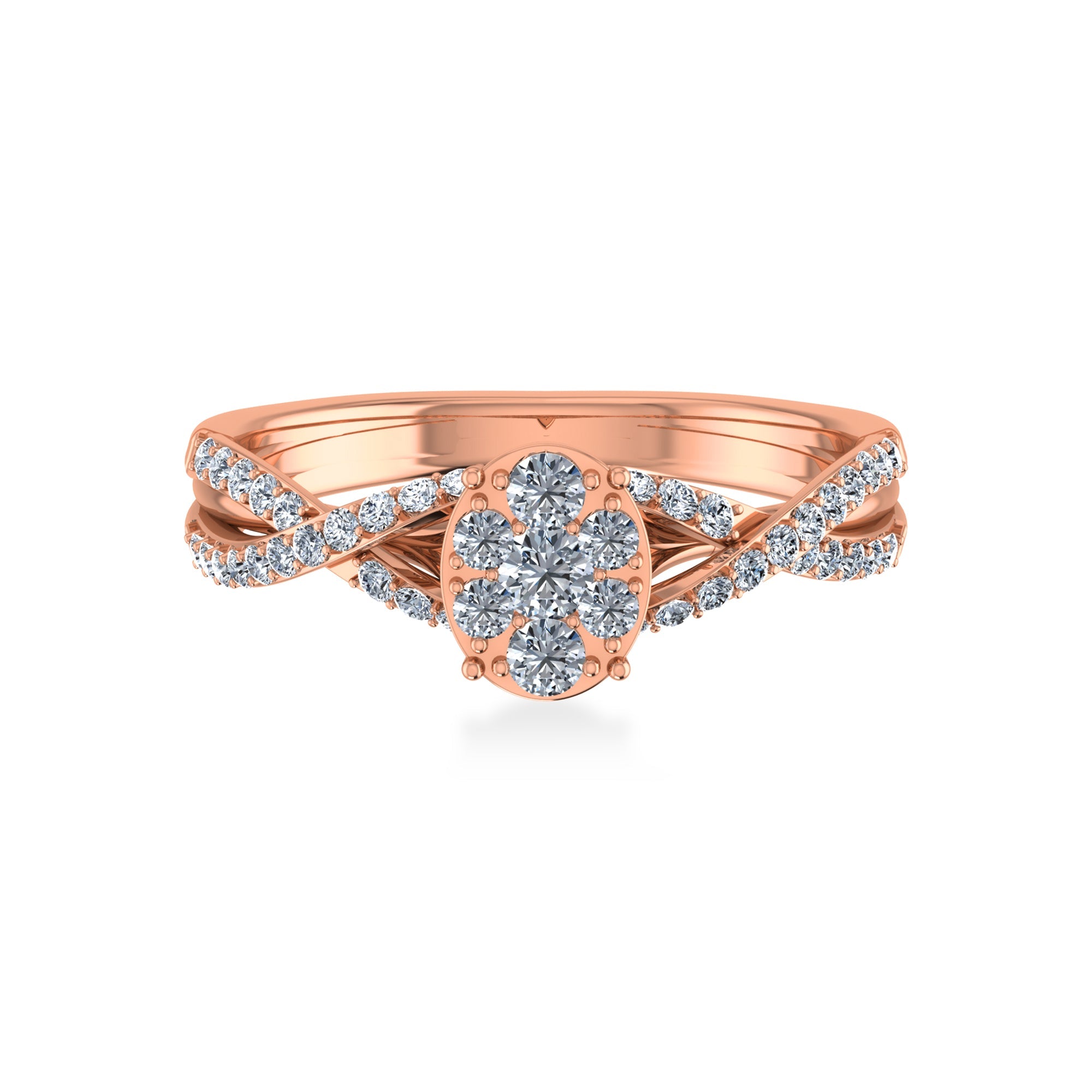 Twisted Band Floral Cluster Lab-Grown Diamond Ring 4