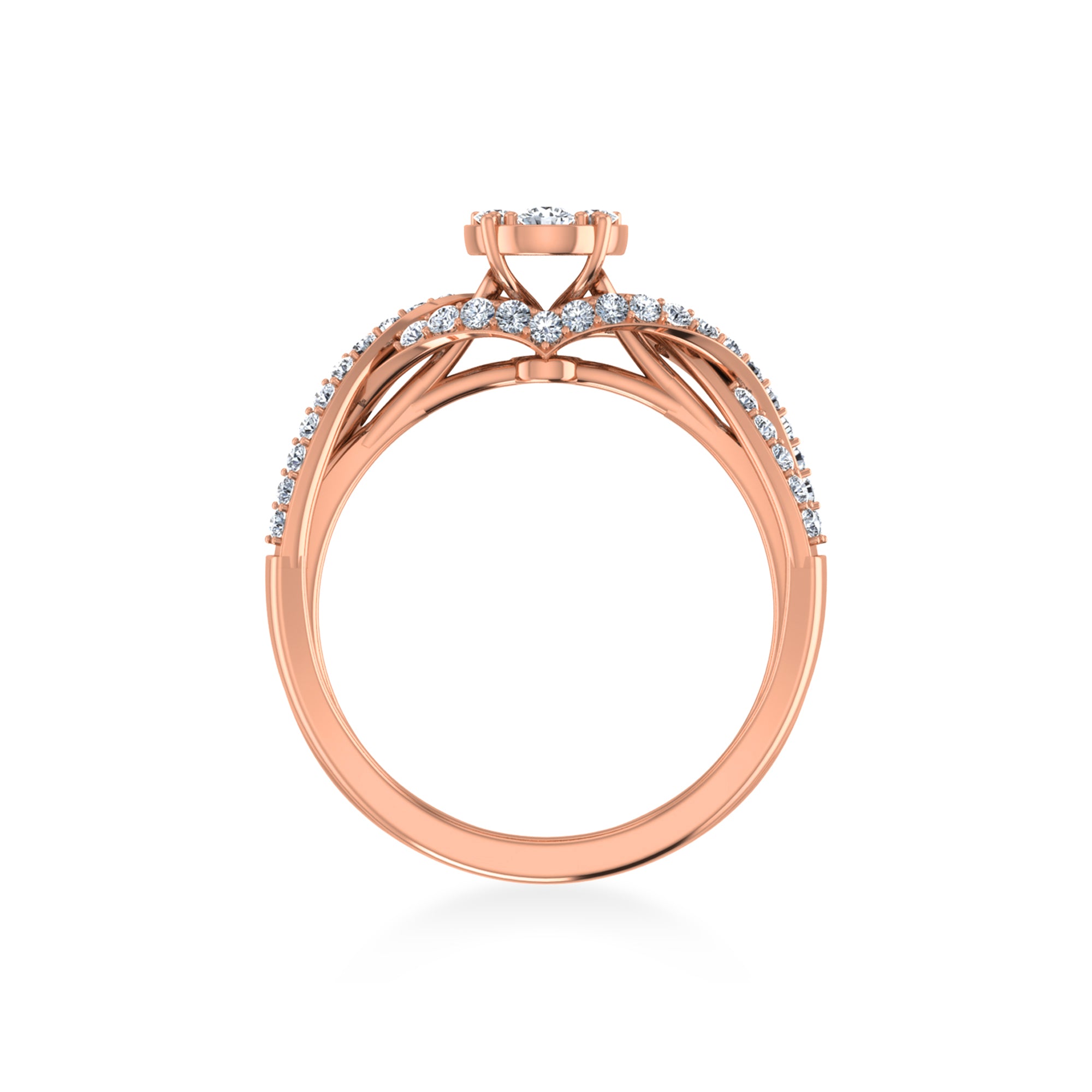 Twisted Band Floral Cluster Lab-Grown Diamond Ring 6